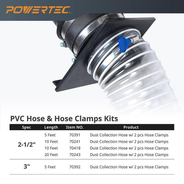 POWERTEC 2-1/2 Inch Key Style Hose Clamp For Dust Collectors – 5 Pack (70127)