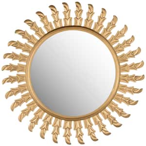 Inca Sun 32 in. x 32 in. Round Solid Wood Framed Mirror
