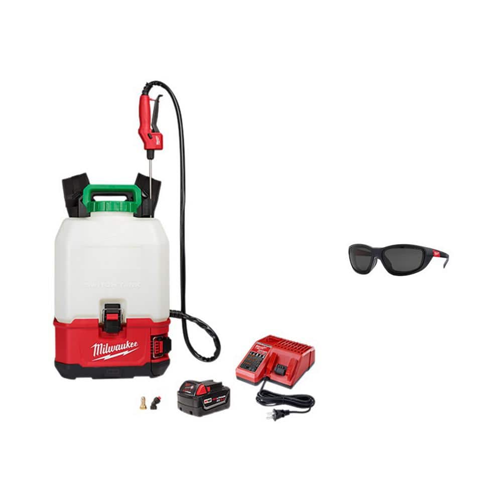 Milwaukee M18 18-Volt 4 Gal. Lithium-Ion Cordless Switch Tank Backpack Pesticide Sprayer with Battery, Charger & Polarized Glasses 2820-21PS-48-73-2045 Sansujyuku sansujyuku.com