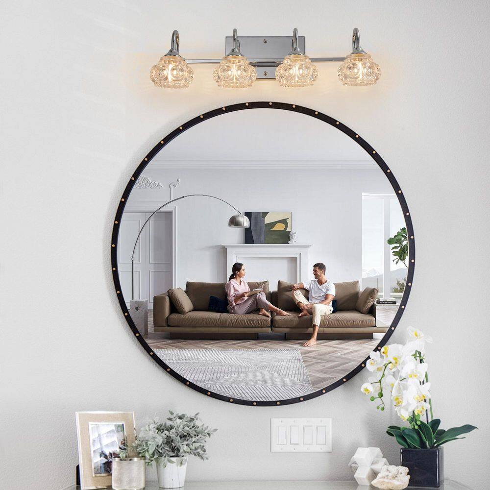23 in. 4 Light Brushed Nickel Vanity Light with Crystal Glass Shades for Bathroom, Powder Room (Bulb Not Included) price history on PriceWatchPro