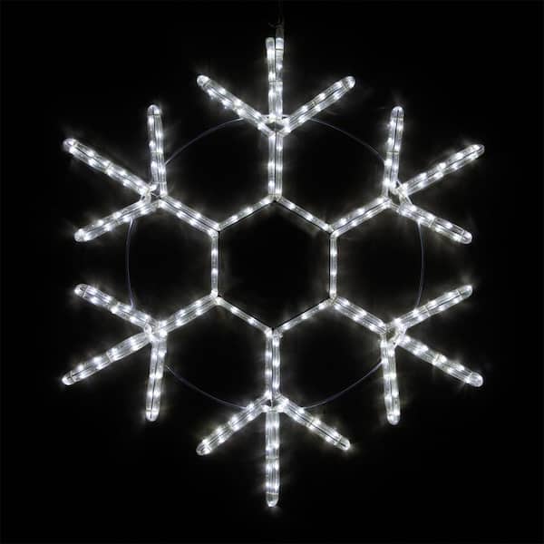 Wintergreen Lighting 12 in. 63-Light LED Cool White 18 Point Hanging Snowflake Decor