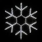 24 in. 138-Light LED Cool White 18 Point Hanging Snowflake Decor