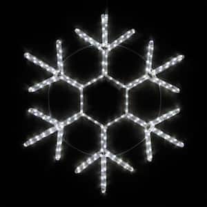 36 in. 218-Light LED Cool White 18 Point Hanging Snowflake Decor