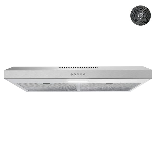 Streamline 30 in. Bergamo Ductless Under Cabinet Range Hood in Brushed Stainless Steel, Mesh Filter, Push Button Control, LED Light