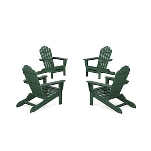 Monterey Bay 4-Piece Plastic Patio Conversation Set in Rainforest Canopy Folding Adirondack Chair