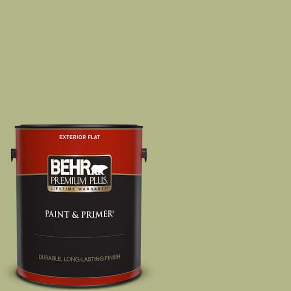 BEHR PREMIUM PLUS 1 gal. #PPU10-07 Lima Green Flat Exterior Paint & Primer