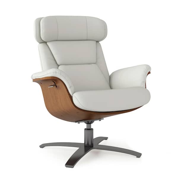Jennifer Taylor Jovan 31.5 in. Mid-Century Modern Genuine Leather Recliner Lounge Chair in Pastel Beige