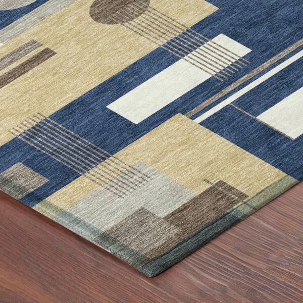 Chantille Machine Washable Indoor/Outdoor Abstract ACN2822 Navy 9 ft. x 12 ft. Area Rug