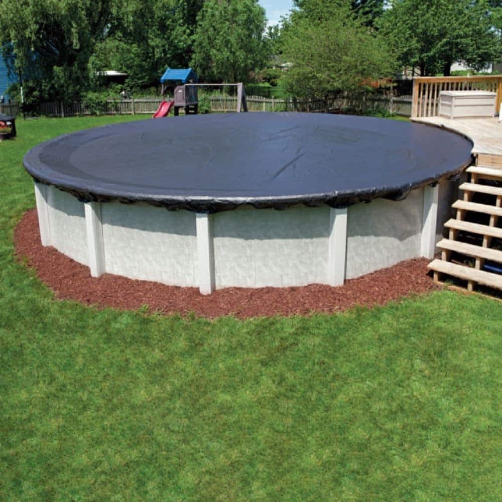 Blue Laminated Polyethylene Round Winter Pool Cover, 21 ft