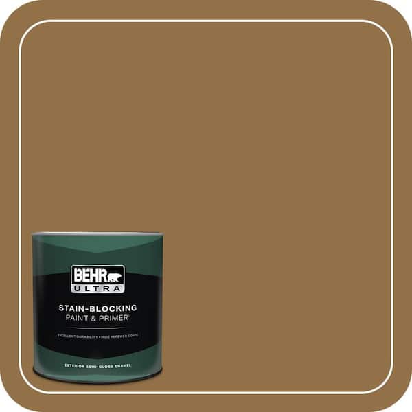 BEHR ULTRA 1 qt. #N280-7 Brass Button Semi-Gloss Enamel Exterior Paint & Primer