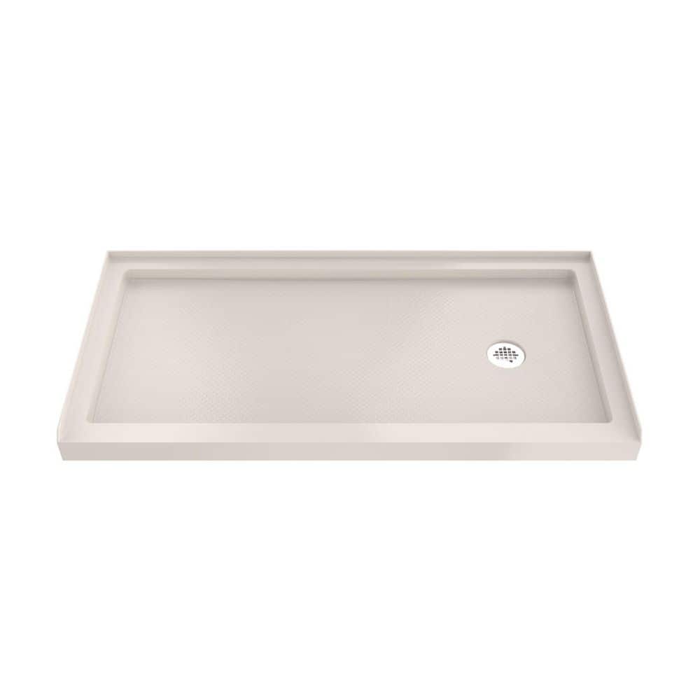 SlimLine 60 in. L x 32 in. W Alcove Rectangular Biscuit Shower Pan Base with 2 in. Round Right Drain in Brushed Nickel price history on PriceWatchPro