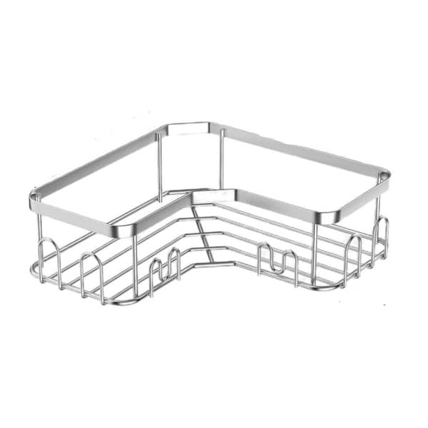 NVNOO 13.38 in. x 5 in. x 2.4 in. Rustproof Stainless Steel Shower Organizer with Hooks for Bathroom, Silve (4-Pack)