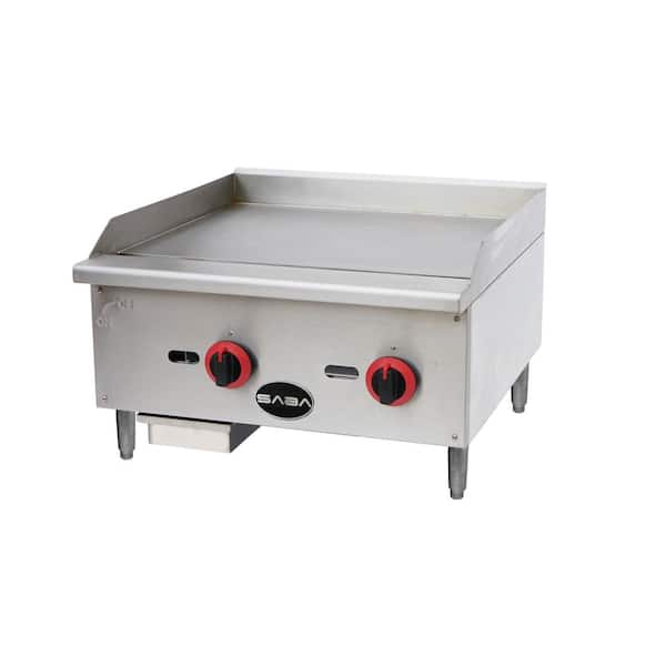 SABA 24 in. Commercial Griddle Gas Cooktop in Stainless Steel with 2 Burners