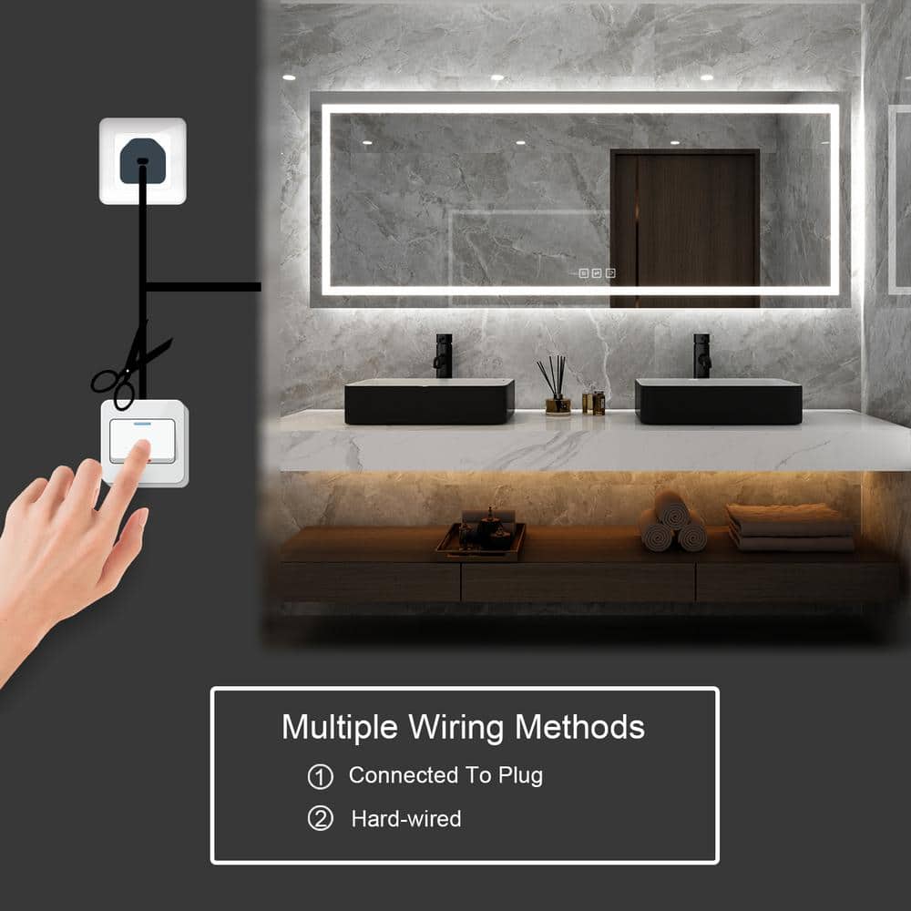 Oversized Frameless LED Bathroom Vanity Mirror with Anti-Fog Feature