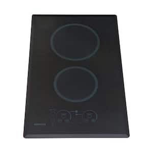 Mediterranean Series 14.25 in. Radiant Electric Cooktop in Speckled Black with 2 Elements Knob Control 208-Volt