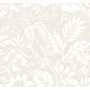 Rainforest Leaves Sand Dune and Brushed Taupe Botanical Paper Strippable Roll (Covers 60.75 sq. ft.)