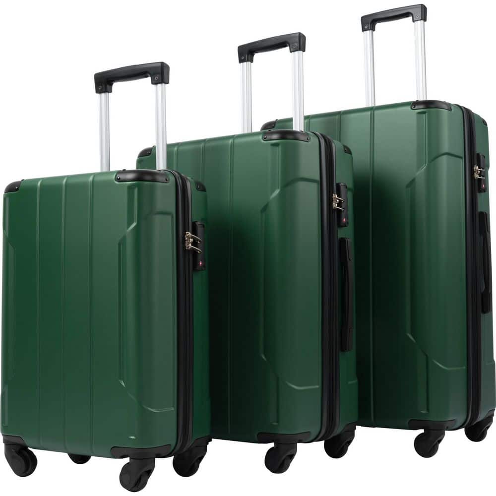 Tileon V3 Expanable Luggage Set 3-Pieces 20 in. 24 in. 28 in. Green ...