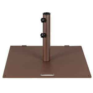 Patiojoy 50 lbs. Patio Umbrella Base Stand 24 in. Outdoor Square Market Handle Wheel in Brown