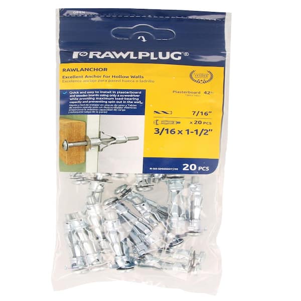 RAWLANCHOR #10 x 1-1/2" Zinc-Plated Phillips Hollow Drywall Screws Anchor (20-Pack)