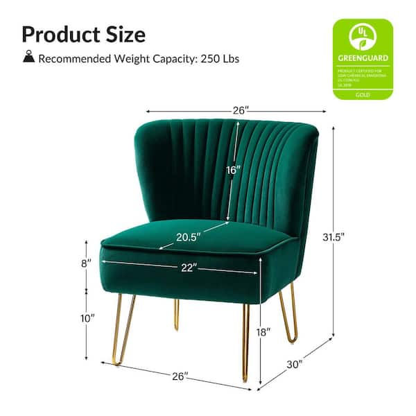 JAYDEN CREATION Alonzo Green Side Chair with Tufted Back