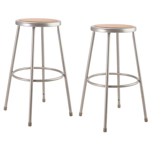 National Public Seating 30 in. Grey Heavy-Duty Steel Stool (2-Pack)