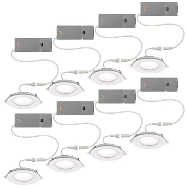8-pack 4 in. Canless Adjustable CCT Integrated LED Recessed Light Trim Night Light 650lms New Construction Remodel