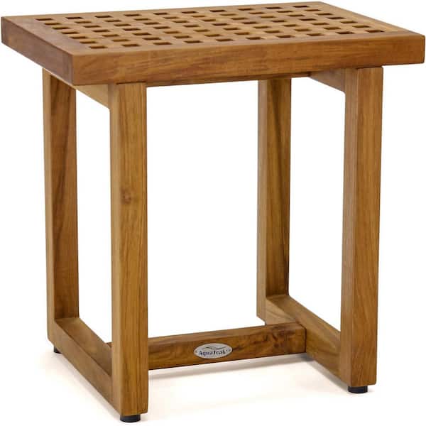 AquaTeak The Original 18 in. x 12 in. Grate Freestanding Teak Shower Bench