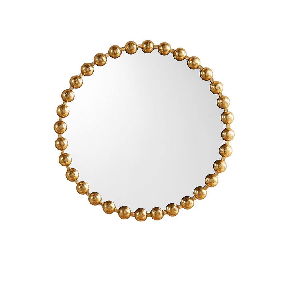 Gold 27 in. W x 27 in. H Art Deco Round MDF Framed Mirror Wall Mirror Wall 