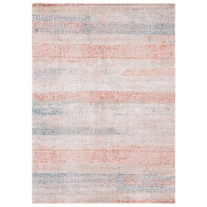 Madison Ivory/Blue Rust 8 ft. x 10 ft. Abstract Striped Area Rug