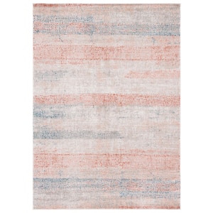 Madison Ivory/Blue Rust 9 ft. x 12 ft. Abstract Striped Area Rug