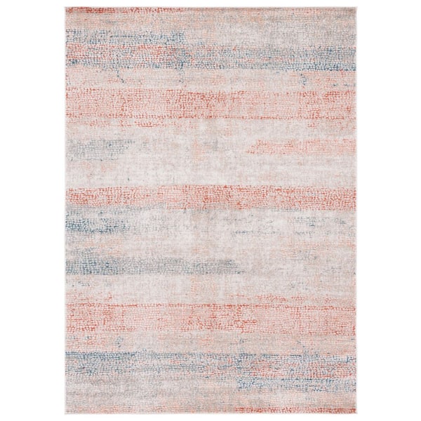 SAFAVIEH Madison Ivory/Blue Rust 9 ft. x 12 ft. Abstract Striped Area Rug