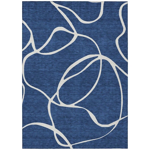 Chantille Machine Washable Indoor/Outdoor Abstract ACN999 Navy 9 ft. x 12 ft. Area Rug