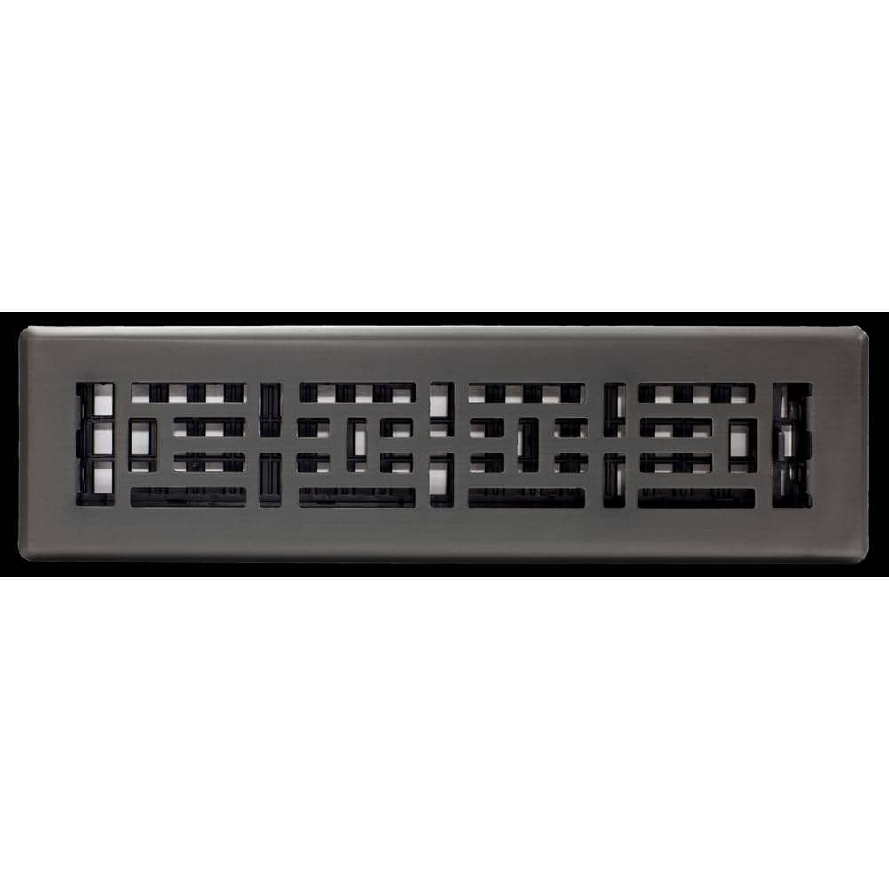 Gun Metal Rectangular Oriental Floor Register, 2x12 Inches