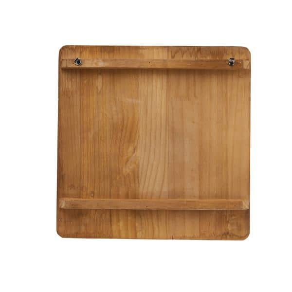 Natural Pine Boho Square Wall Art with Carved Arches