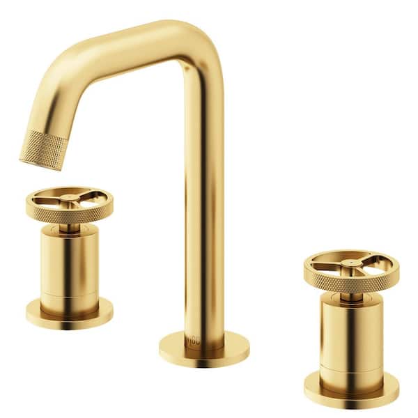 VIGO Cass Two Handle Three-Hole Widespread Bathroom Faucet in Matte Brushed Gold