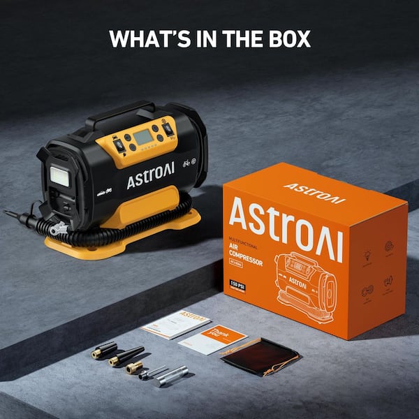 AstroAI Portable Tire Inflator Air Compressor, 150PSI Dual Motor