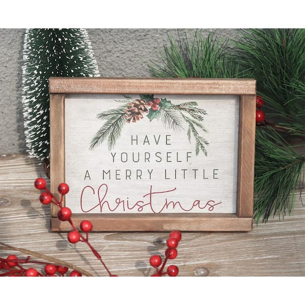 PARISLOFT Have Yourself a Merry Little Christmas Farmhouse Wood Framed Tabletop Sign