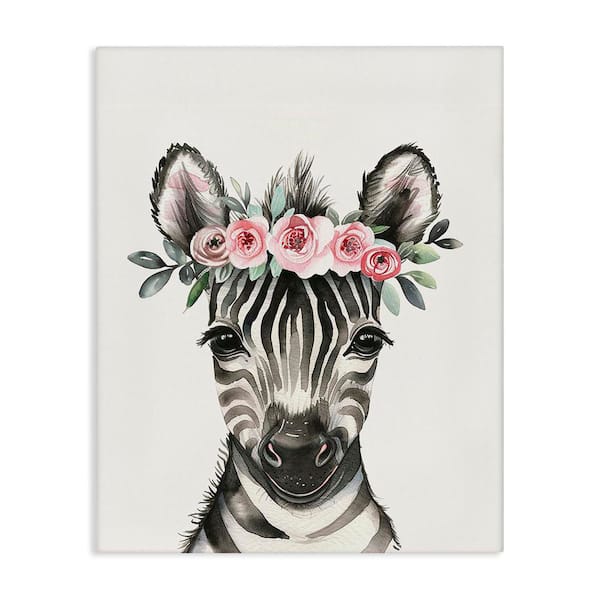 Stupell Industries Nursery Floral Zebra by LSR Design Studio Unframed Animal Graphic Art Print 48 in. x 36 in.