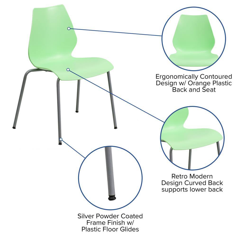 Hercules Series 770 lb Green Polypropylene Stack Chair with Silver Frame