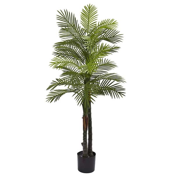 Nearly Natural 5.5 ft. Artificial Double Robellini Palm Tree UV Resistant (Indoor/Outdoor)