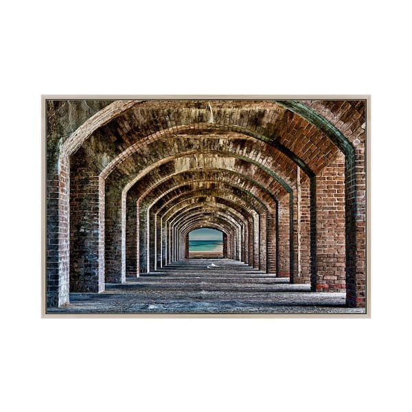 NADAAL STUDIOS Riley Unframed Tunnel and Ocean Art Print on Tempered Glass with Foil Details 63 in. x 31.5 in.