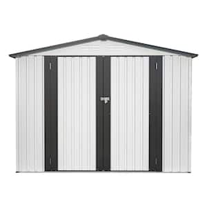 8 ft. W x 6 ft. D Outdoor Metal Storage Shed All Weather Tool Room with 2-Lockable Doors, White (43.23 sq. ft.)