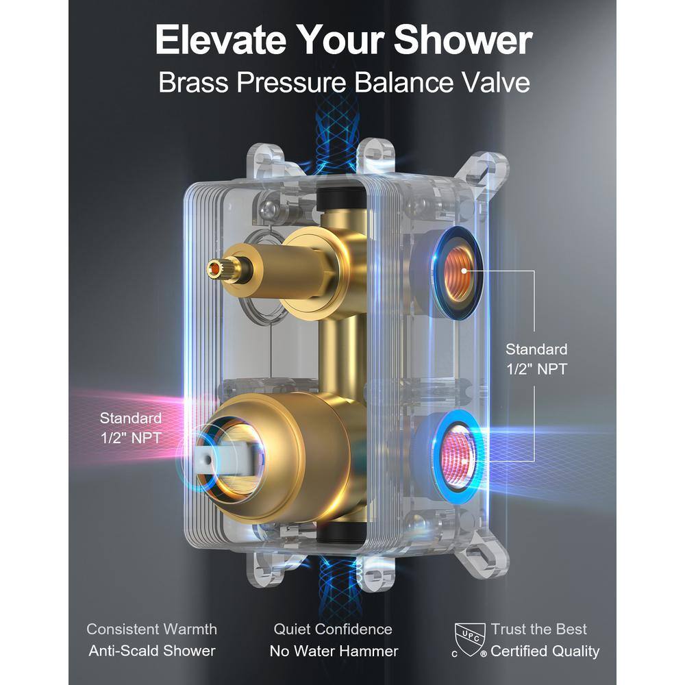 Gold Wall Mounted Rain Shower System with Handheld Spray