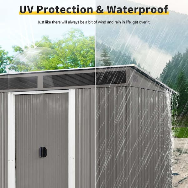 8 ft.W x 6 ft.D Outdoor Metal Storage Shed, Tool House with