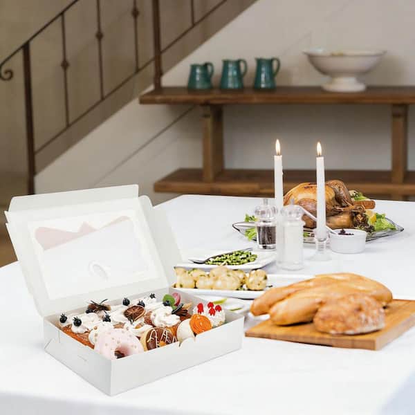 Esepony 12 in. x 8 in. x 2.5 in. Bakery Boxes with 3 Style Window