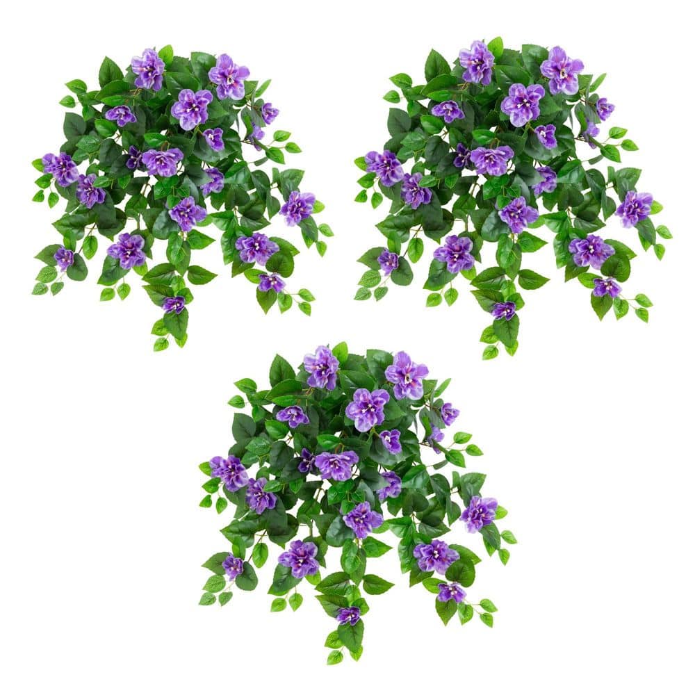 Nearly Natural 24 in. UV Resistant Artificial Azalea Hanging Plant