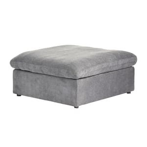 40.15 in. Barong Linen Flannel Fabric Upholstered Armless Coffee Table Ottoman Comfy Sofa for Apartment, Black