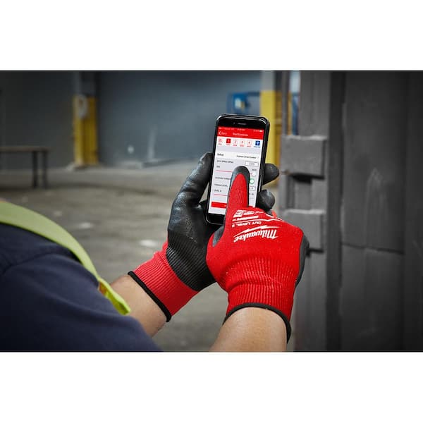 Milwaukee Large Red Nitrile Level 3 Cut Resistant Dipped Work Gloves  48-22-8932 - The Home Depot