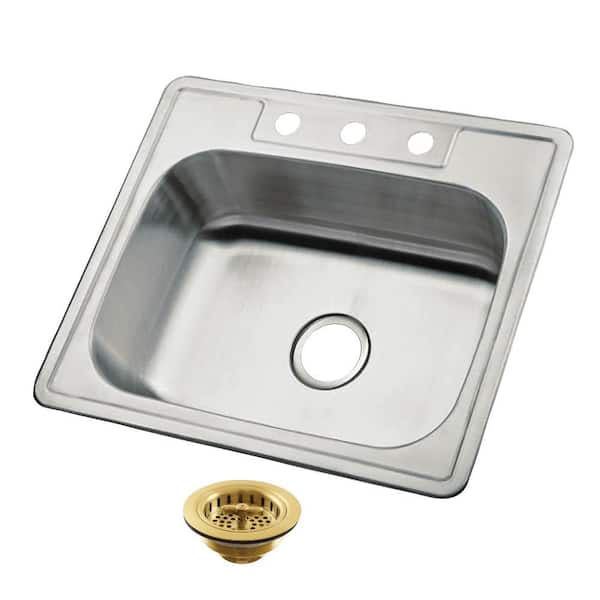 Carefree 21 in. Drop-in Single Stainless SteelKitchen Sink with Basket Strainer