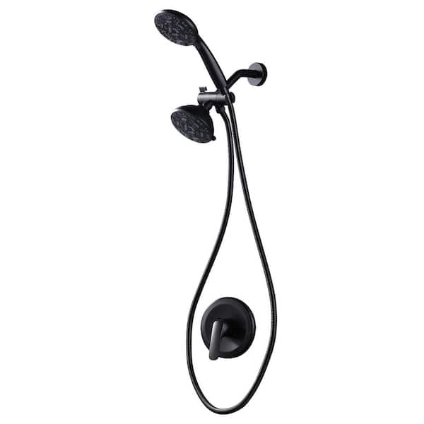 8-Spray Pattern Dual Shower Head and Handheld Shower Head in Black